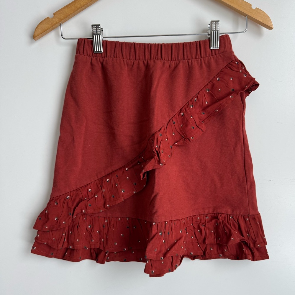 The Sunday Collective Girls Ruffle Burnt‎ Henna Cotton Skirt NEW 8 cotton boho